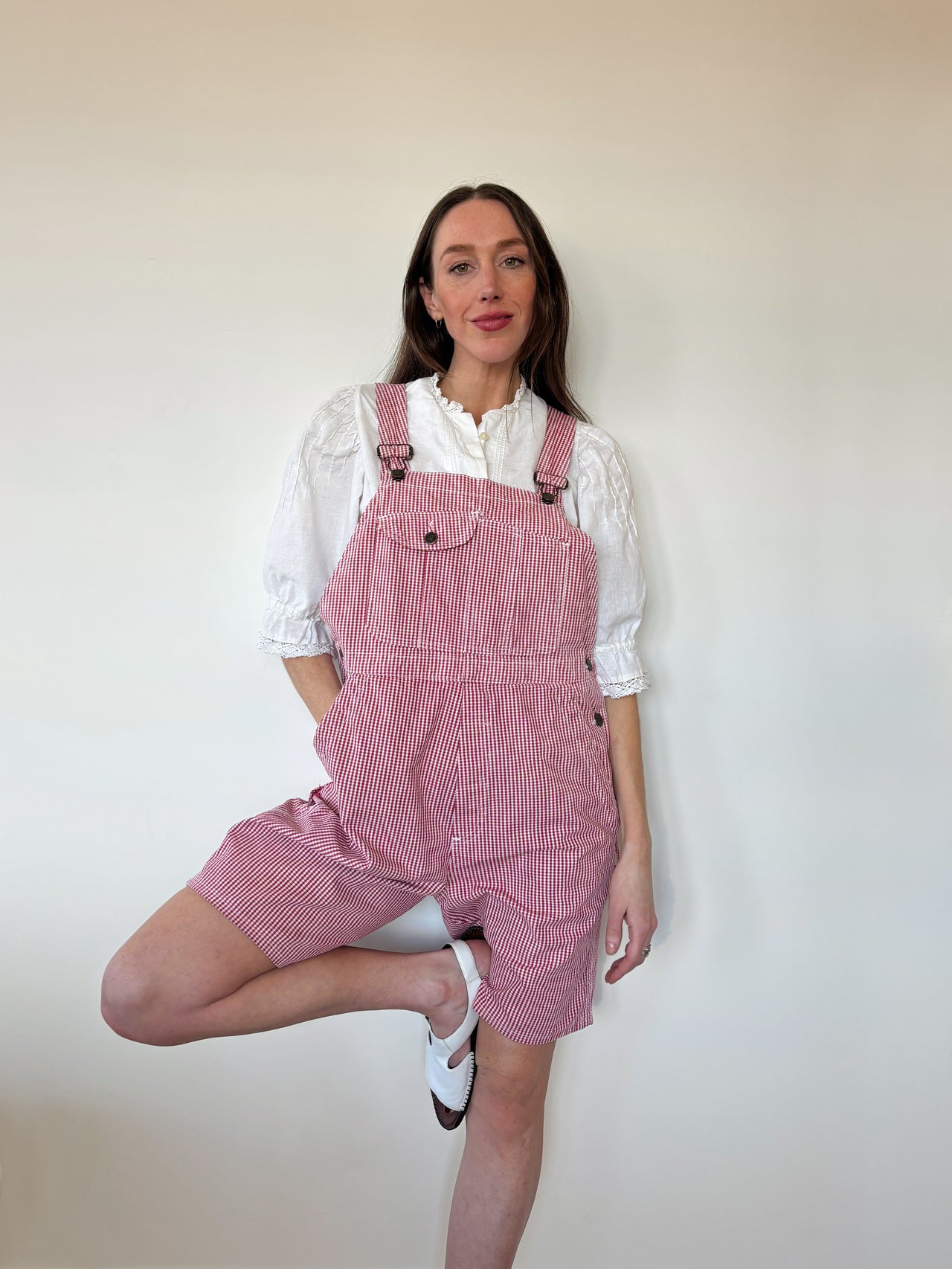 1990s Gingham Overalls