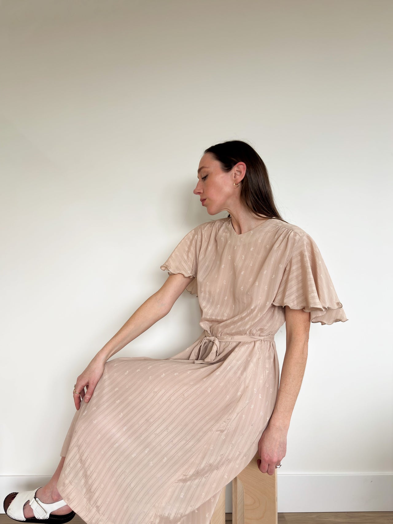 Vintage Blush Flutter Dress